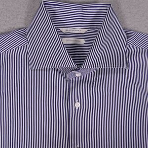 Suitsupply Cotton Stretch Shirt Mens 17 Extra Slim Fit Blue Striped Button Up